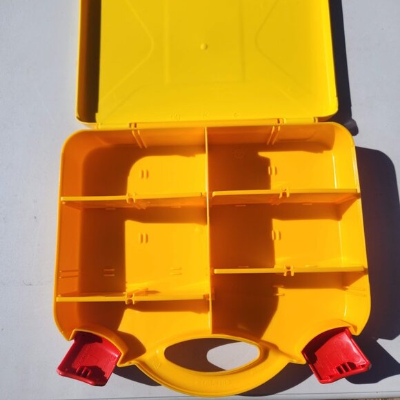 SET of 2 LEGO Yellow Plastic Carrying Carry Case Storage Box w Handle Dividers O - Picture 11 of 14